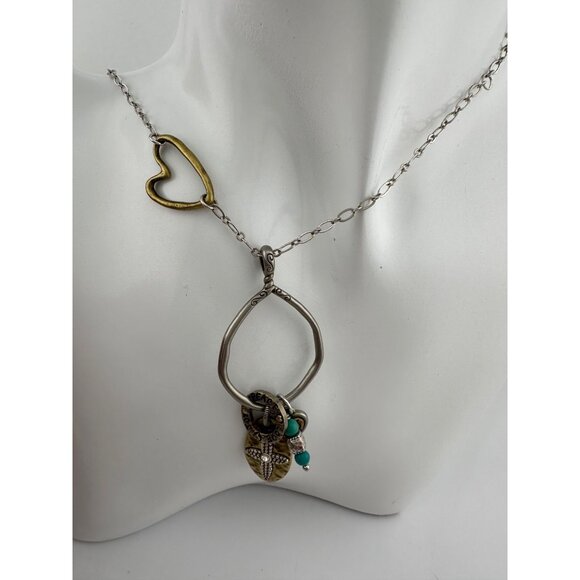 Brighton *BLESSED* Charm Necklace - Joy * Peace * Love w Hearts, Turquoise Beads - Picture 5 of 13